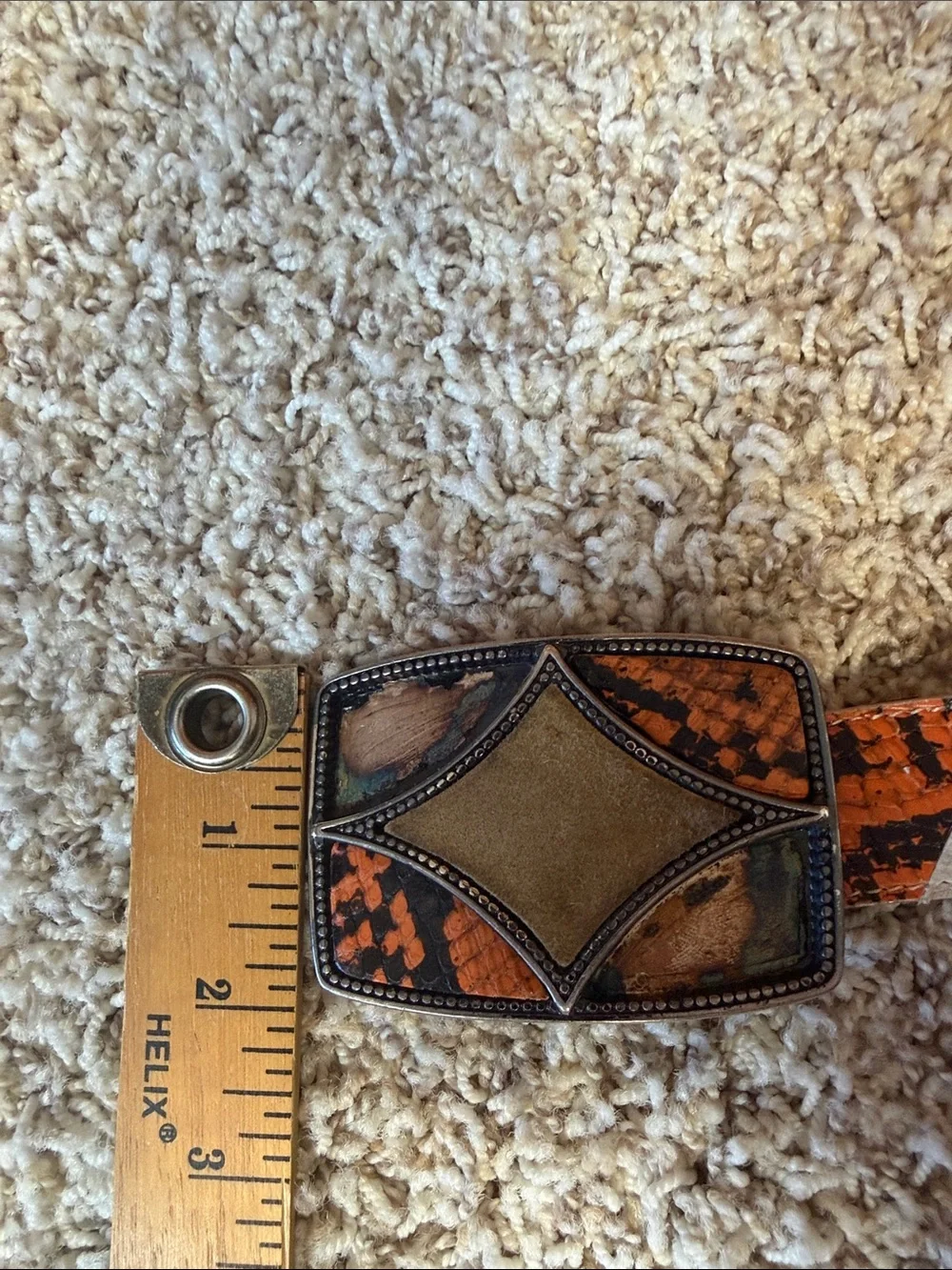 Tanner Italy Genuine Leather Patchwork Snake Print Belt
